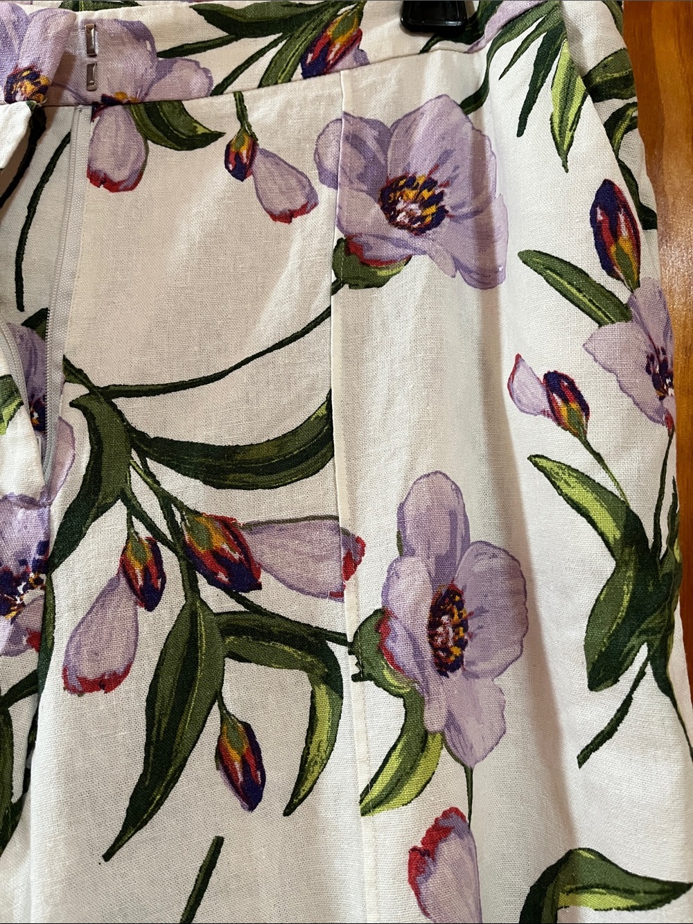 Gabriel Union White Floral Wide-Leg Lavender Blooms Pants 0 - Picture 14 of 16
